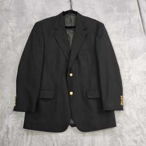 Wimbledon of England Blazer Sports Coat Mens 41R Black Wool Blend Gold Buttons